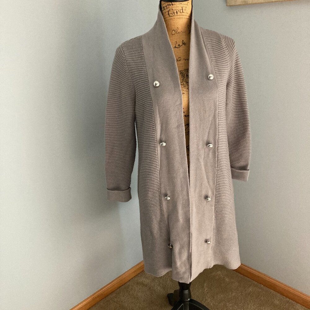 Jennifer Lopez Long Gray Open Sweater Women Size Large